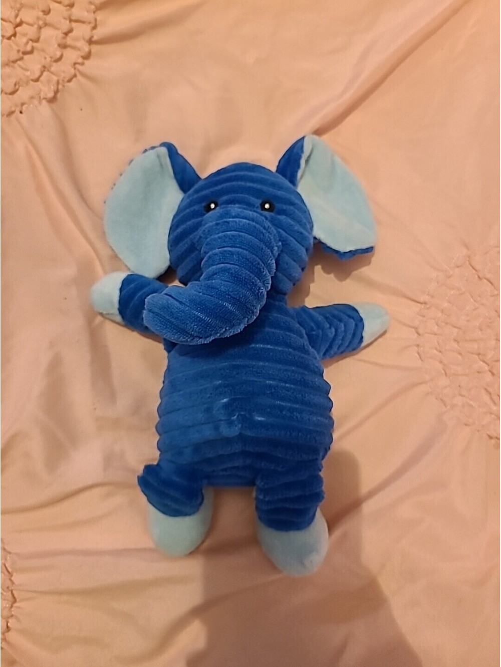 Walmart Blue Corduroy Ribbed Elephant Plush Sewn Eyes 10" Soft Toy Pet Lovey